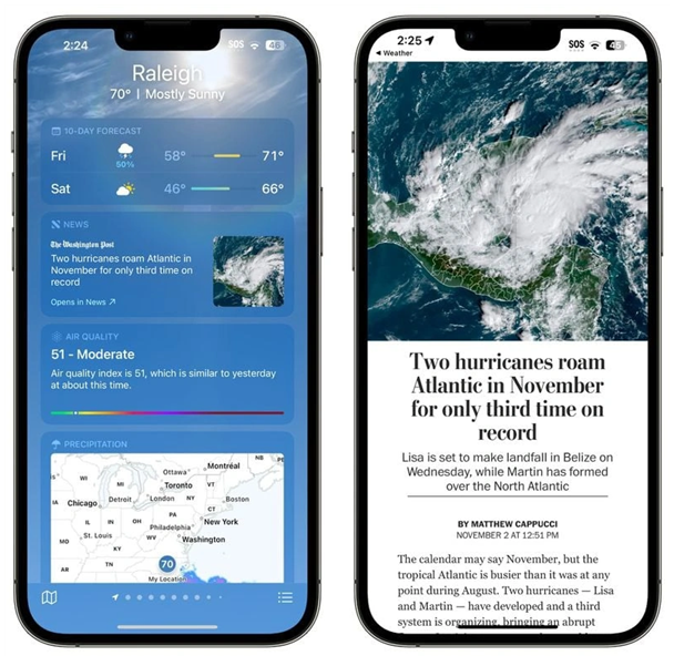 荔浦苹果14维修分享iPhone 14手机如何看天气时顺带看新闻 
