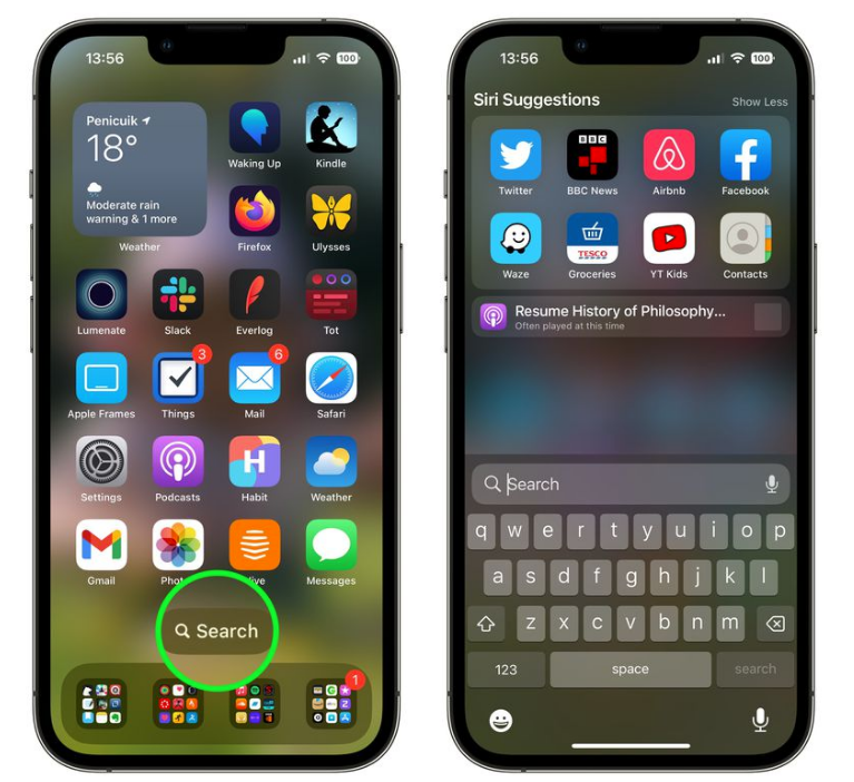 荔浦苹果手机维修分享升级到 iOS 16 后，如何删除主屏幕上的搜索按钮 