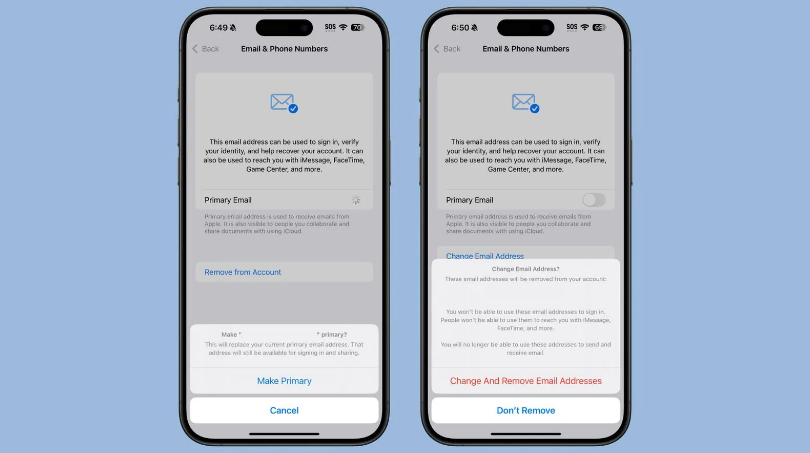 荔浦苹果手机维修分享苹果 iOS 18.1 支持设置“主要”邮箱地址并更改 iCloud 邮箱 